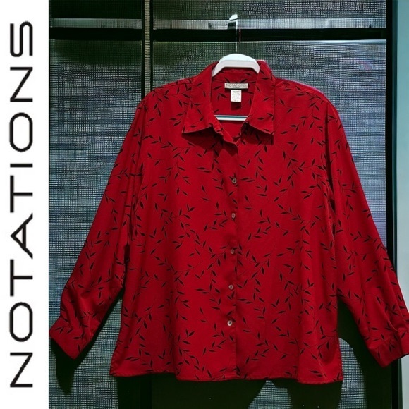 WOMENS LONG SLEEVE VINTAGE BLOUSE. BUTTON DOWN COLLARED RED BLOUSE. NO FLAWS - Picture 2 of 11